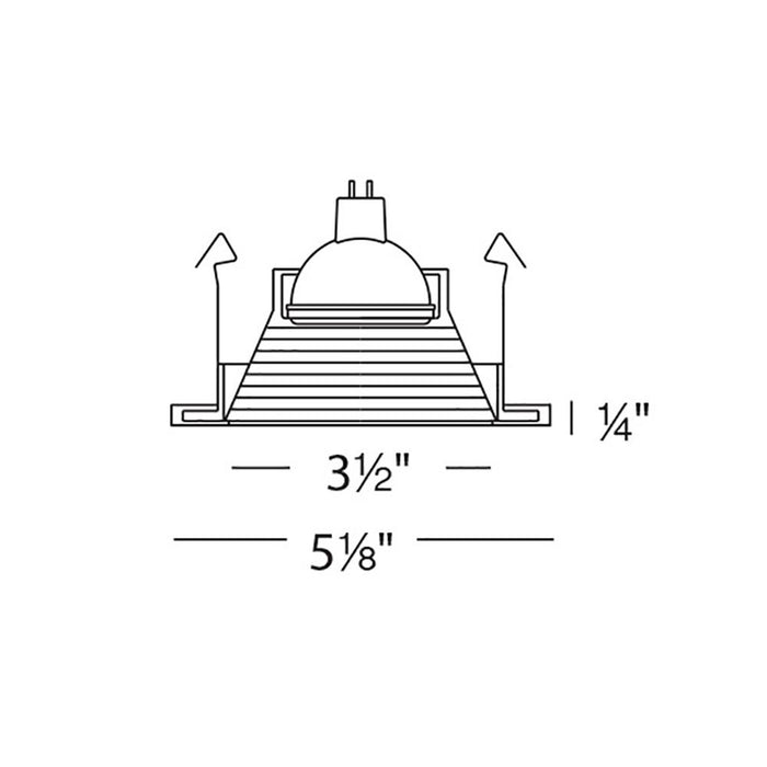 4 Inch Low Voltage Die-Cast Adjustable Step Baffle LED Recessed Trim - line drawing.