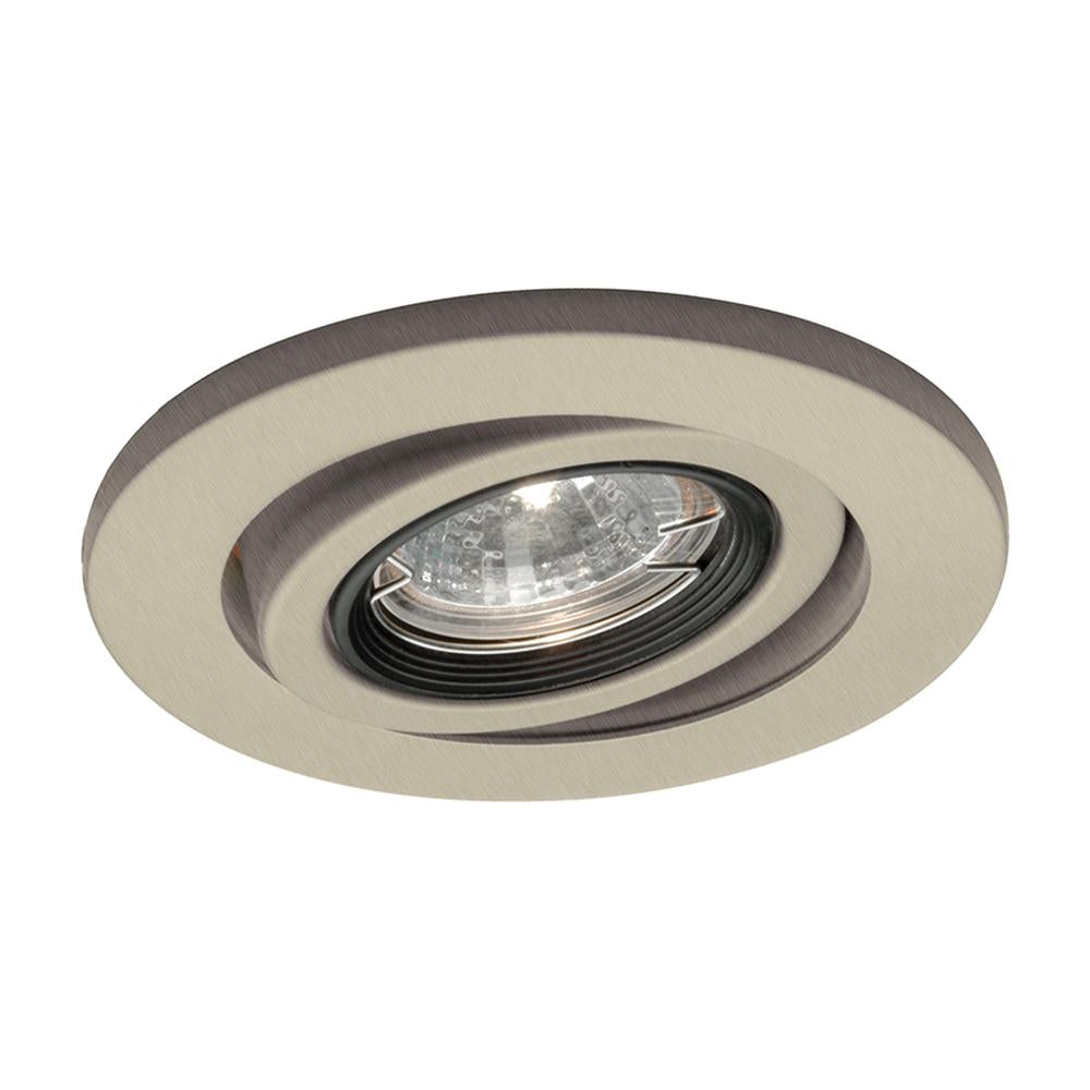 4 Inch Low Voltage Die-Cast Gimbal Ring Recessed Trim in Brushed Nickel (Halogen).