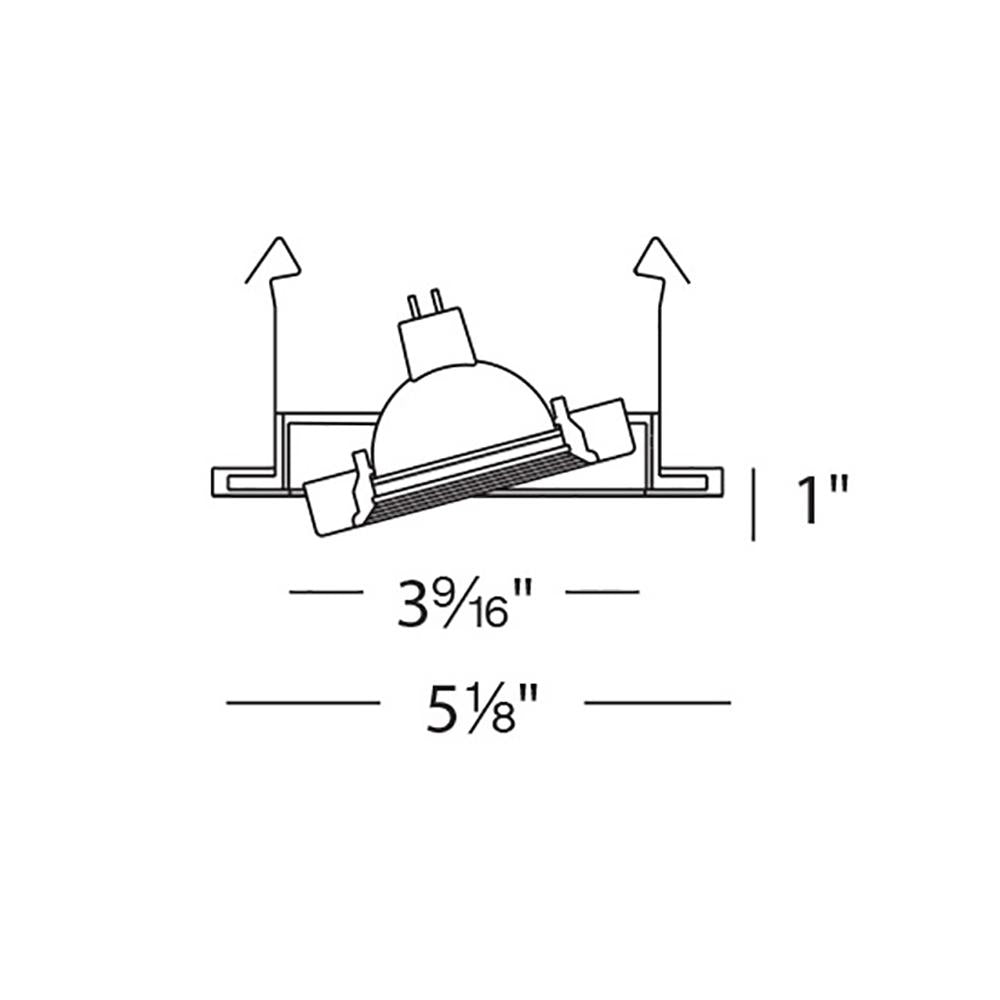 4 Inch Low Voltage Die-Cast Gimbal Ring Recessed Trim - line drawing.