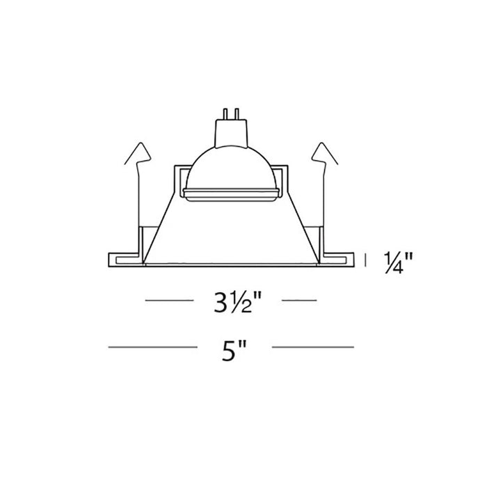4 Inch Low Voltage Die-Cast Shower Recessed Trim - line drawing.