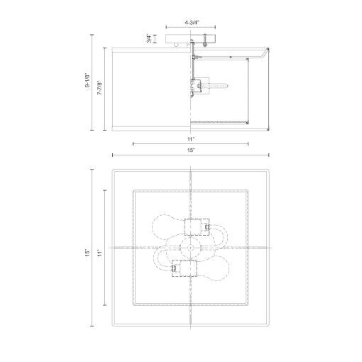 Zircon Flush Mount Ceiling Light - line drawing.