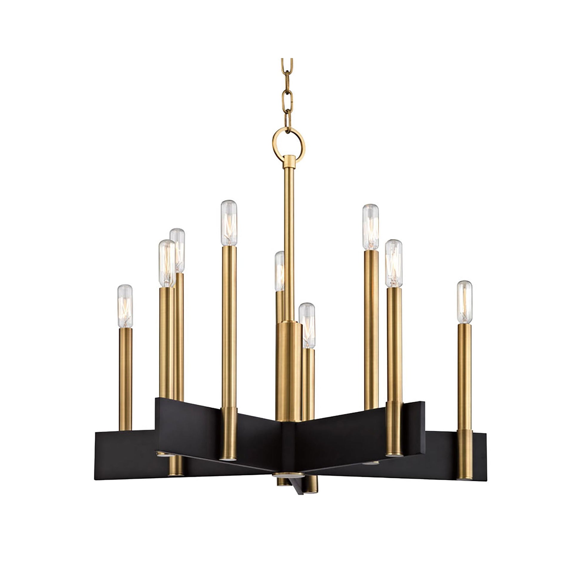 Abrams Chandelier in 10-Light/Aged Brass.