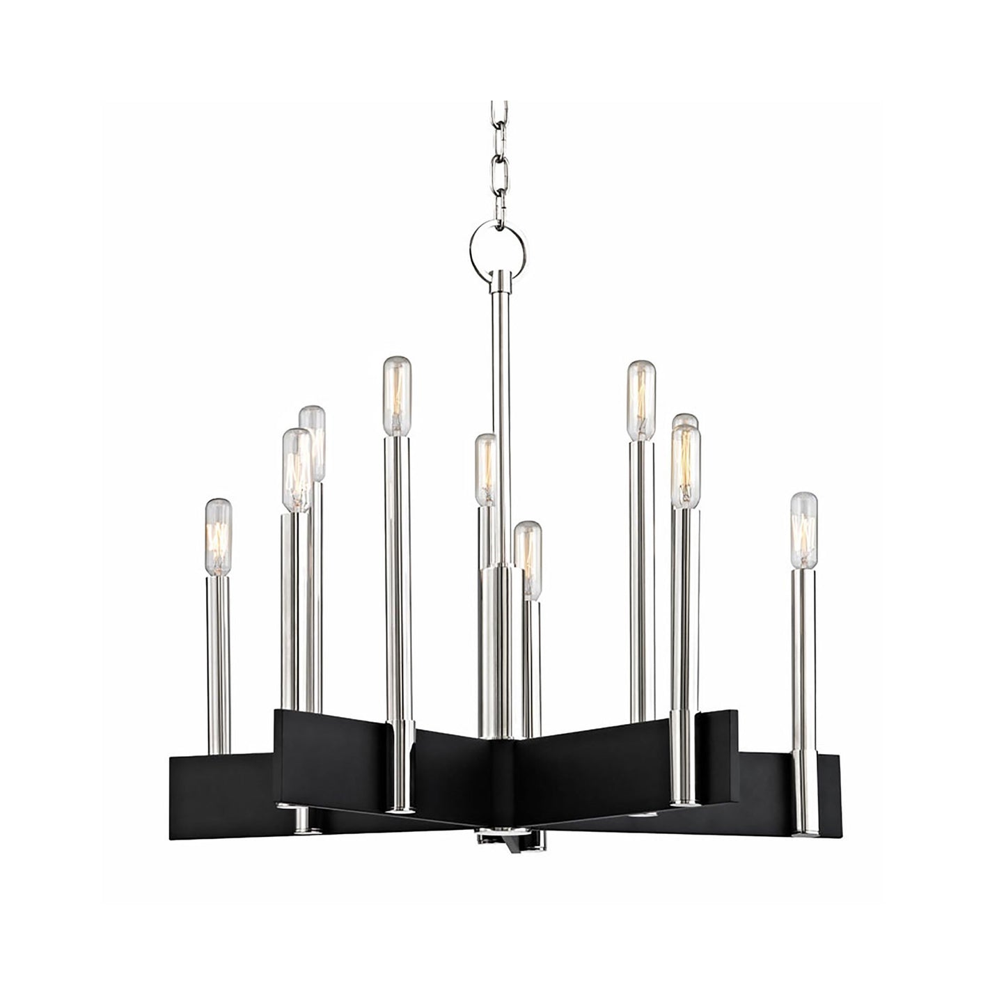 Abrams Chandelier in 10-Light/Polished Nickel.