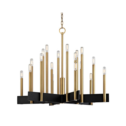 Abrams Chandelier in 18-Light/Aged Brass.