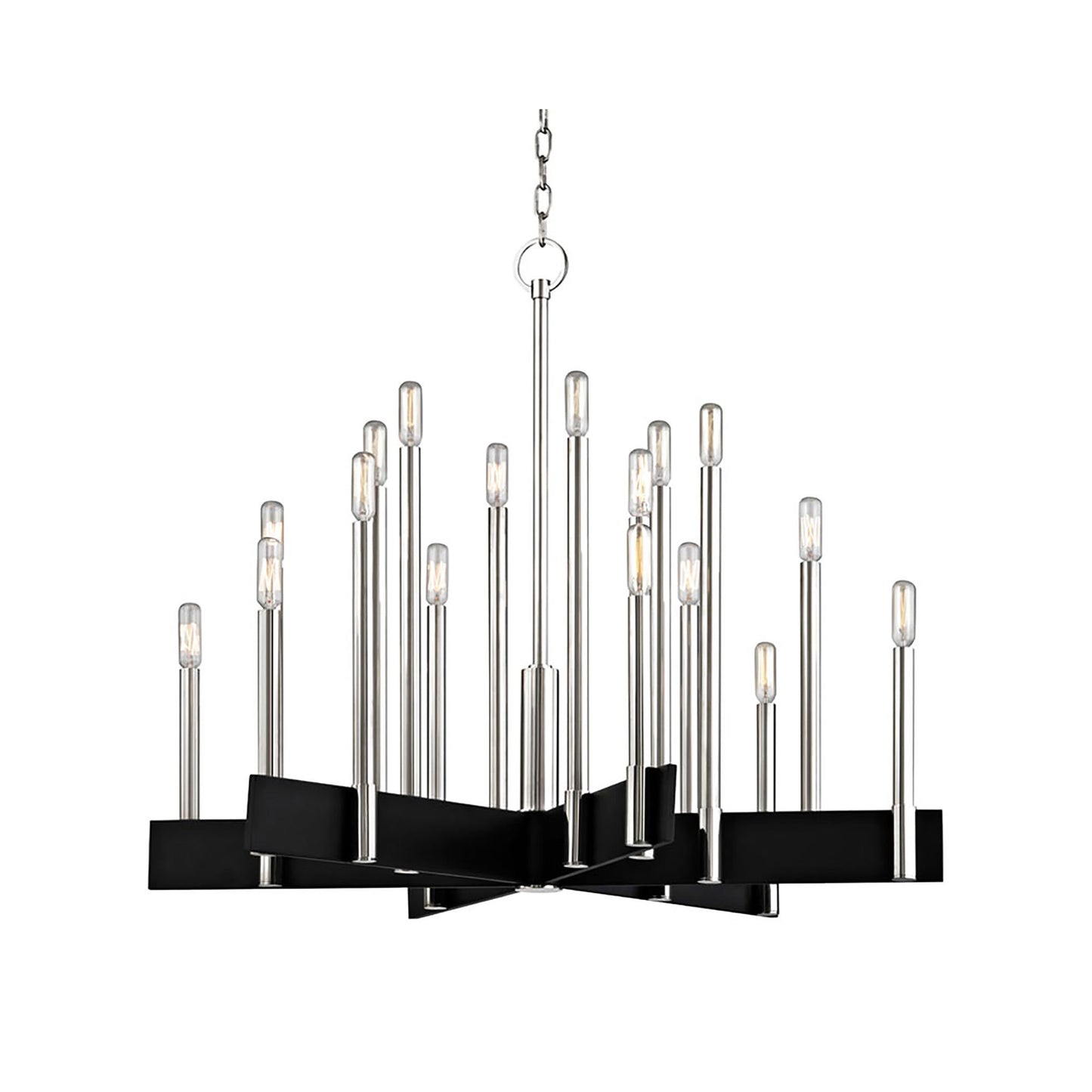 Abrams Chandelier in 18-Light/Polished Nickel.