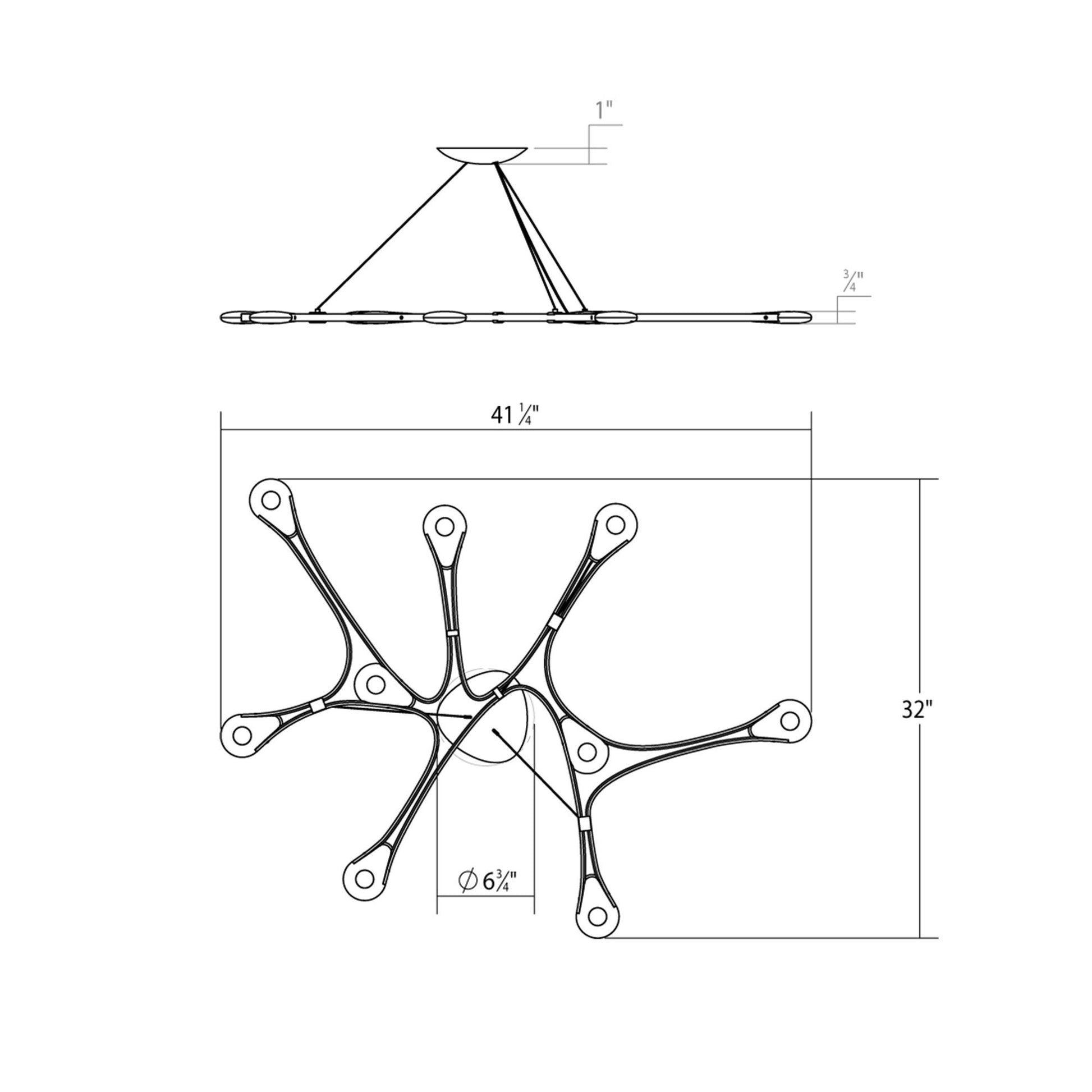 Abstraction™ LED Pendant Light - line drawing.