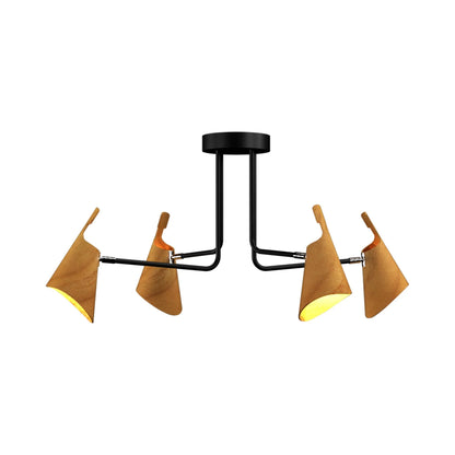 Balance Semi Flush Mount Ceiling Light in Teak (4-Light).