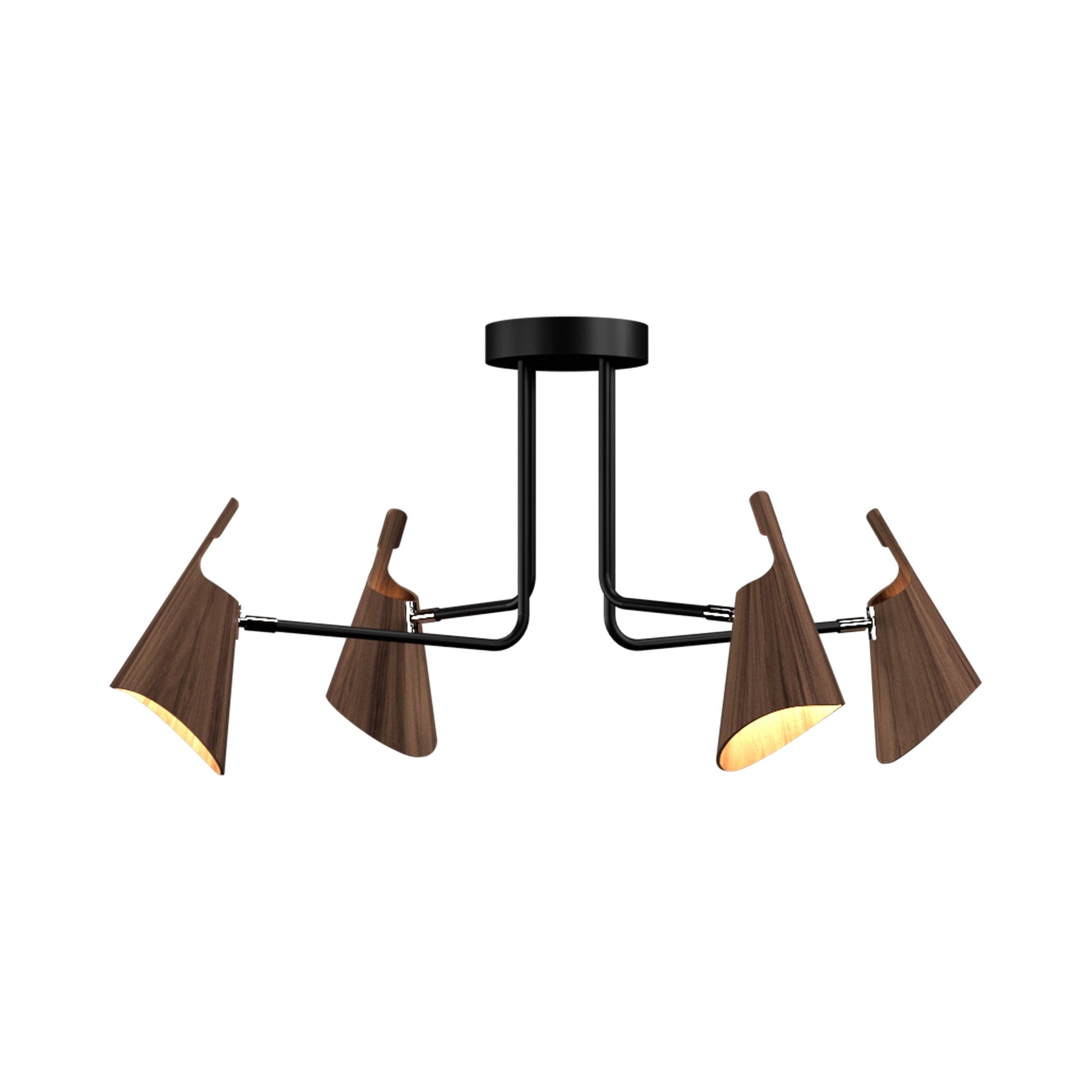 Balance Semi Flush Mount Ceiling Light in American Walnut (4-Light).