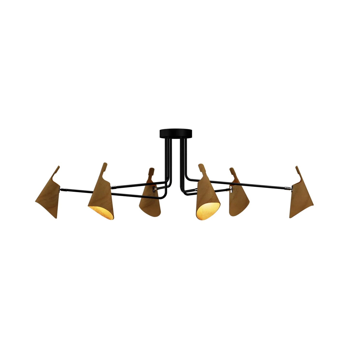 Balance Semi Flush Mount Ceiling Light in Teak (6-Light).