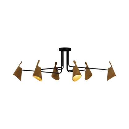 Balance Semi Flush Mount Ceiling Light in Teak (6-Light).