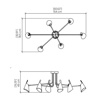 Balance Semi Flush Mount Ceiling Light - line drawing.