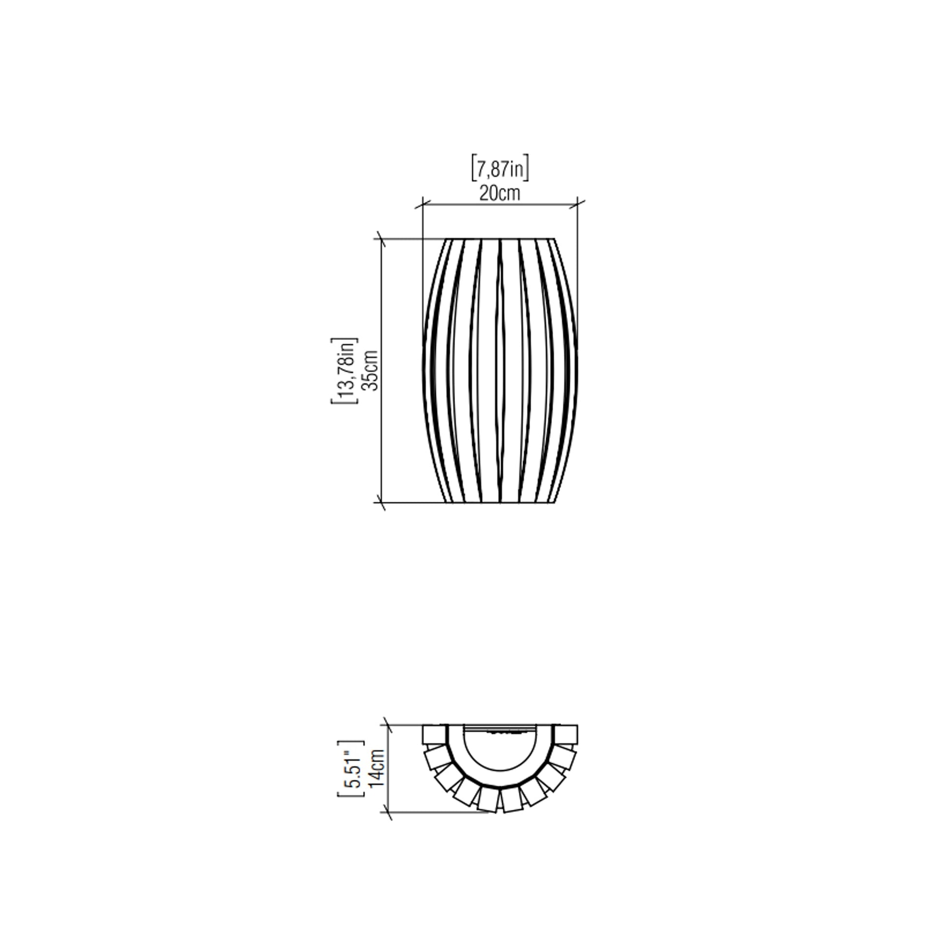 Barrel LED Wall Light - line drawing.