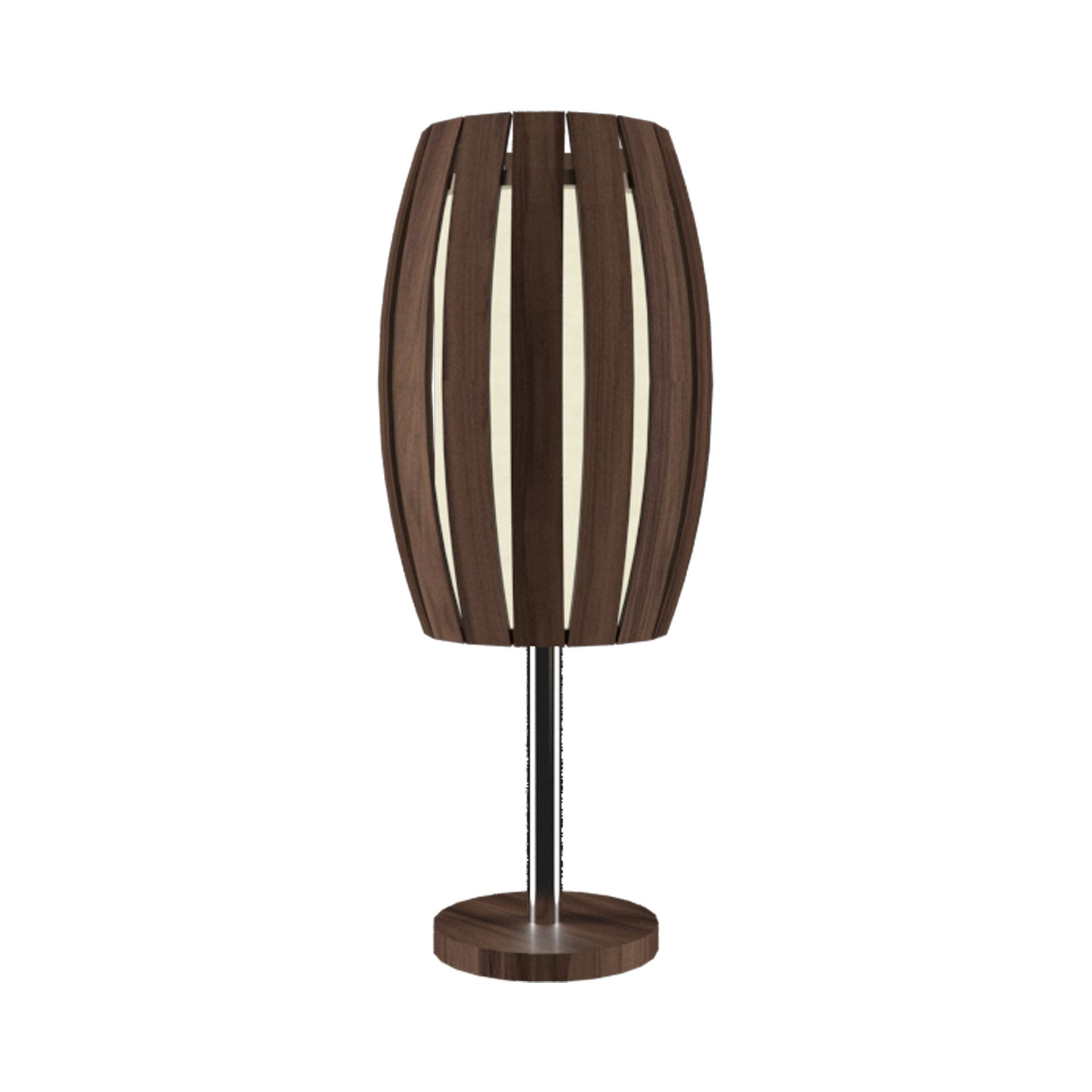 Barrel Table Lamp in American Walnut.