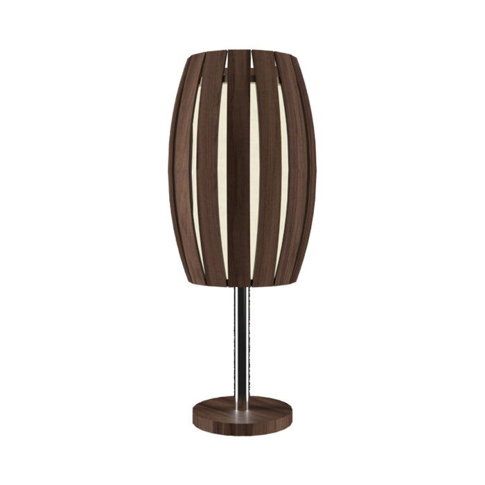 Barrel Table Lamp in American Walnut.