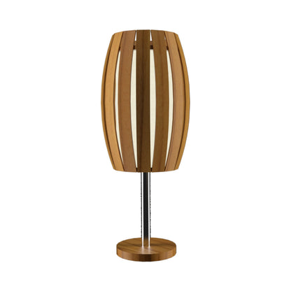 Barrel Table Lamp in Teak.