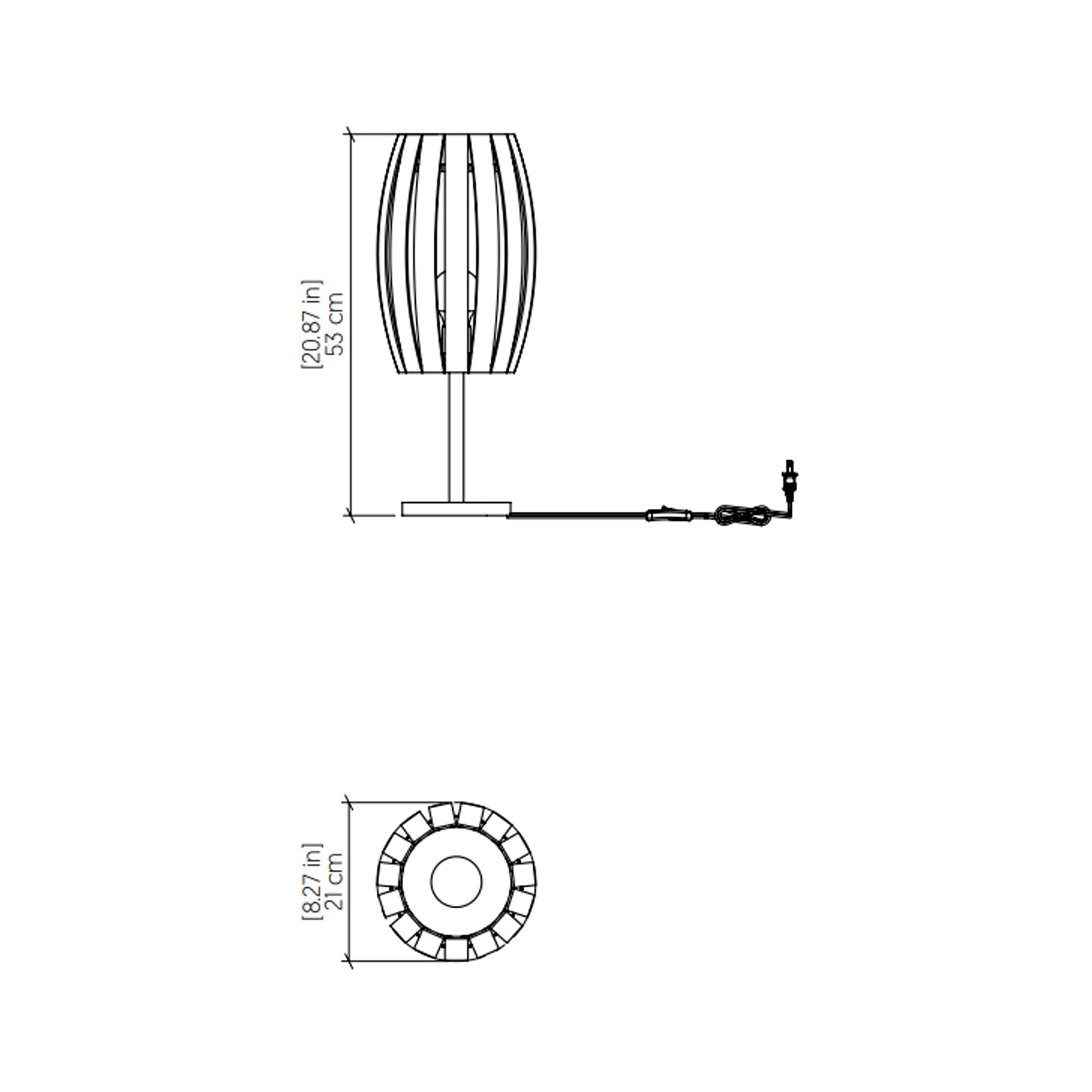 Barrel Table Lamp - line drawing.