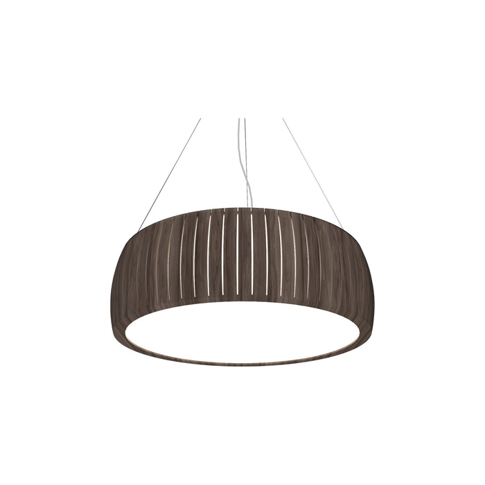 Barril LED Drum Pendant Light in American Walnut (23.62-Inch).