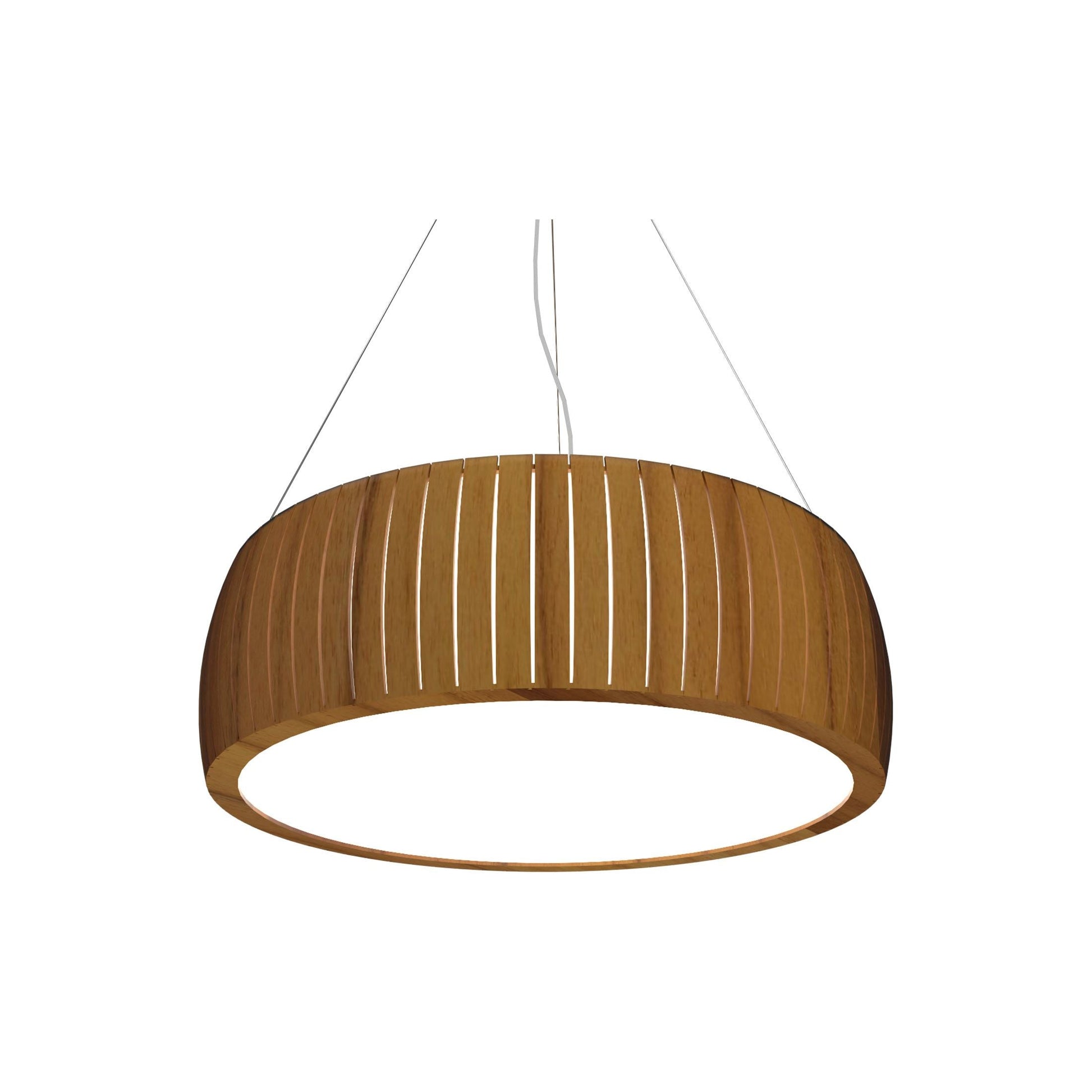 Barril LED Drum Pendant Light in Teak (27.56-Inch).