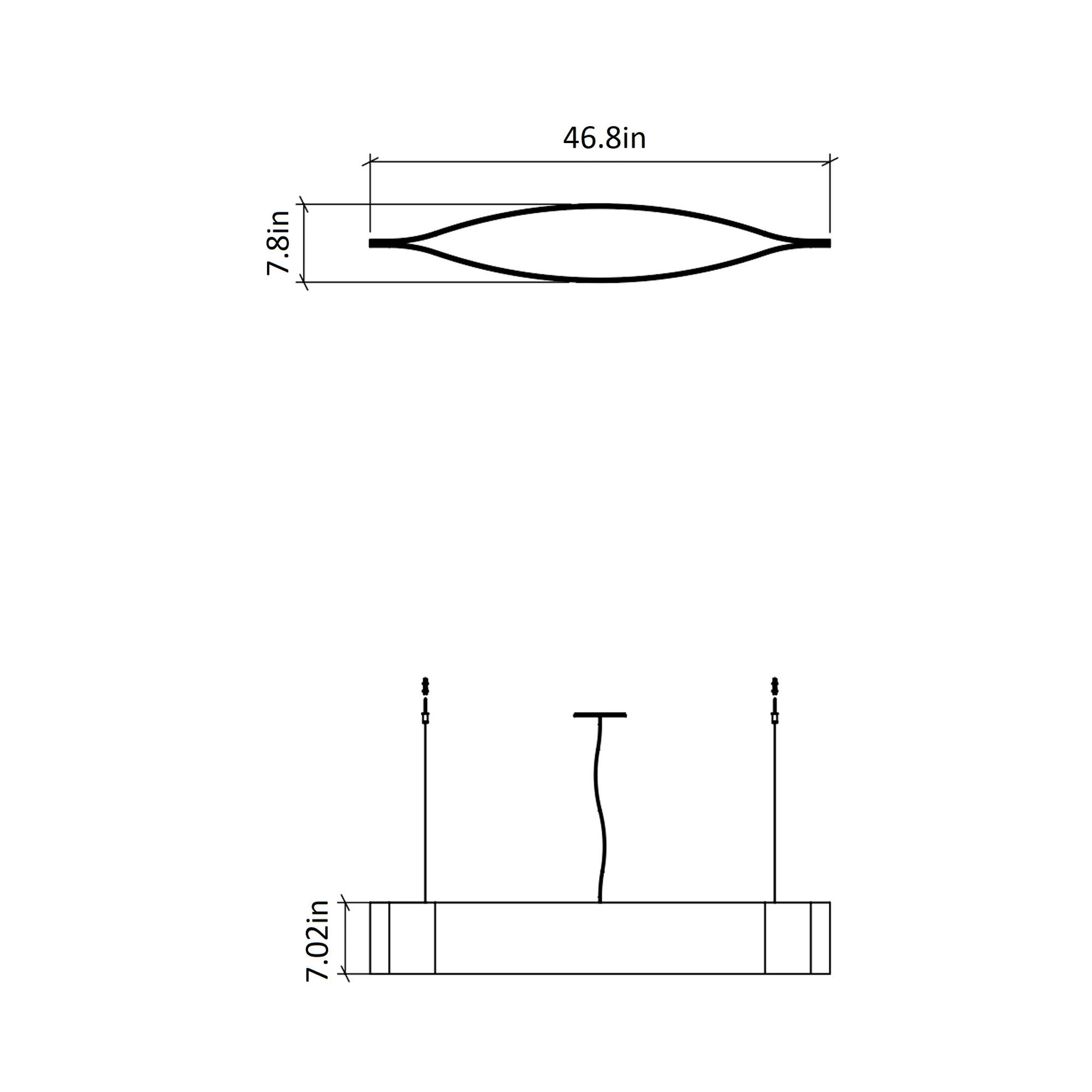 Canoe LED Pendant Light - line drawing.