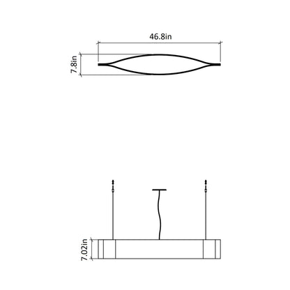 Canoe LED Pendant Light - line drawing.