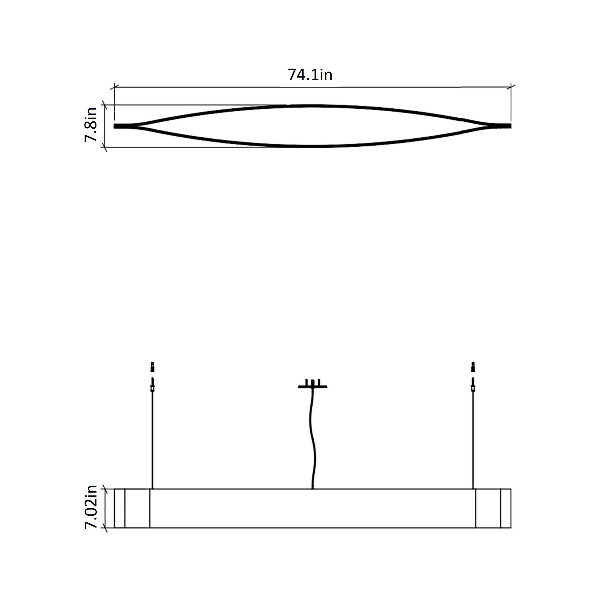 Canoe LED Pendant Light - line drawing.