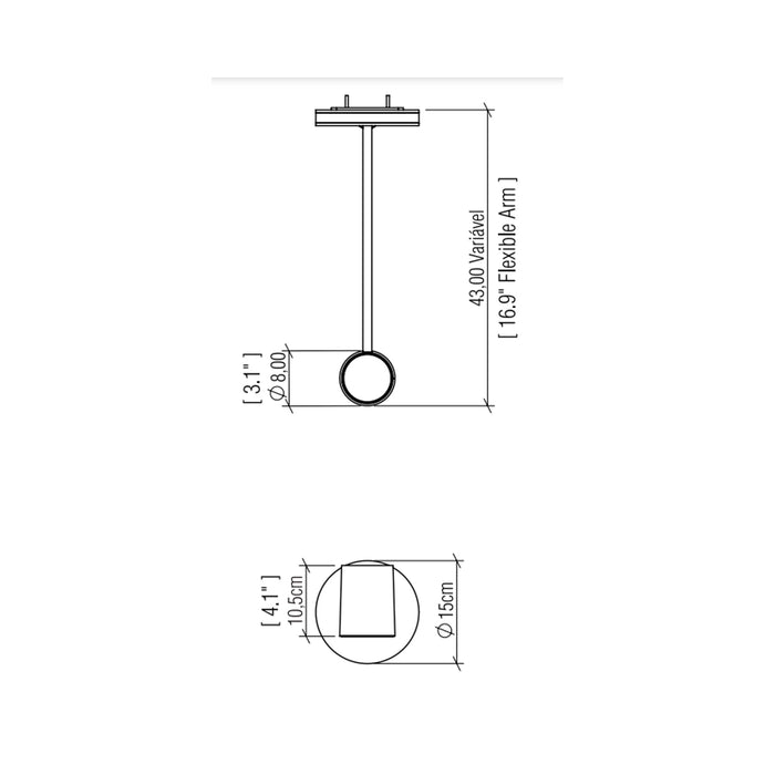 Clean 4198 Adjustable Wall Light - line drawing.