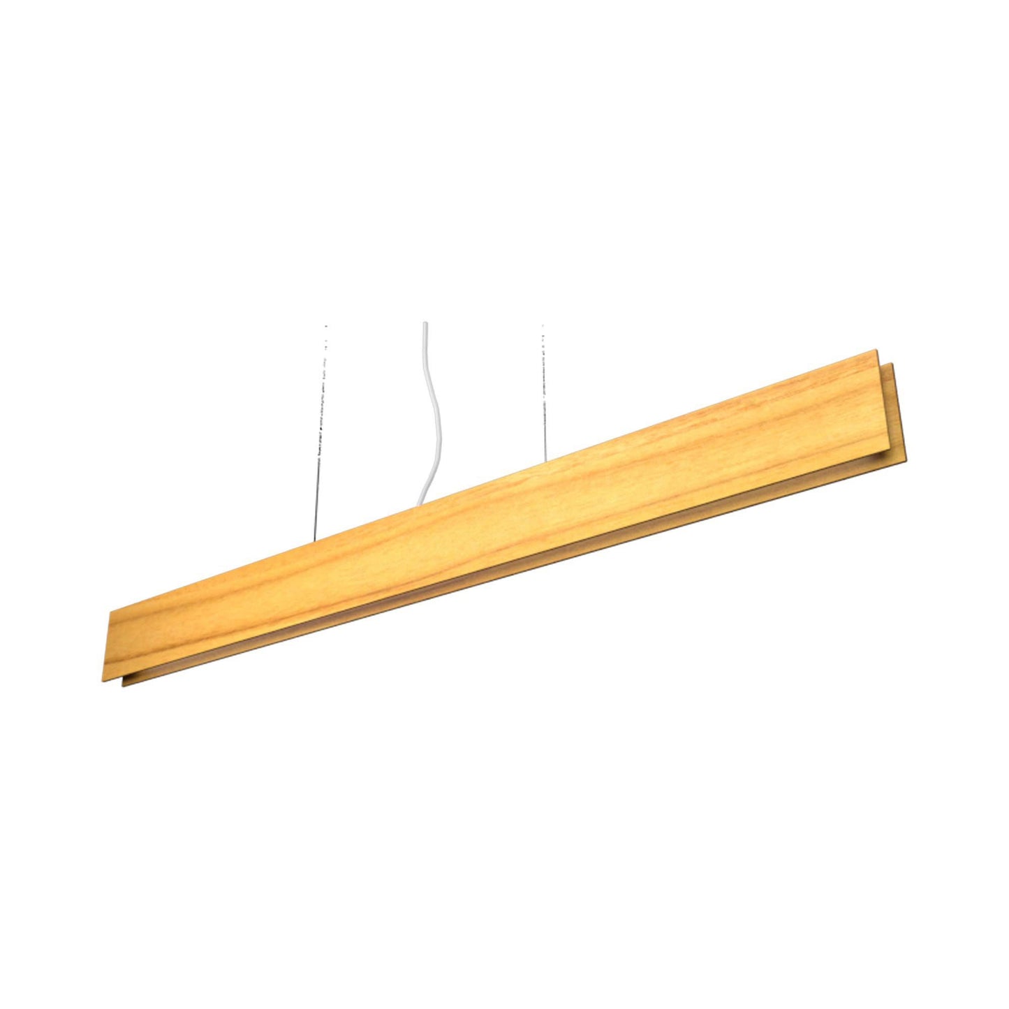 Clean LED Linear Pendant Light in Teak.