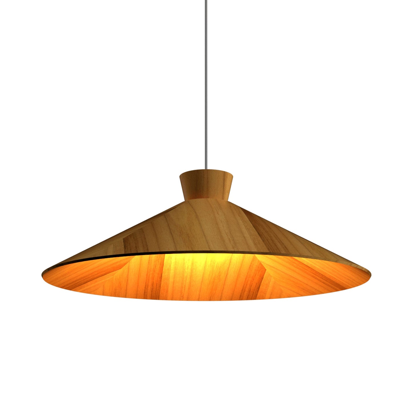 Conical Pendant Light in Teak (25.2-Inch).