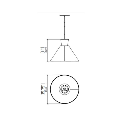 Conical Pendant Light - line drawing.