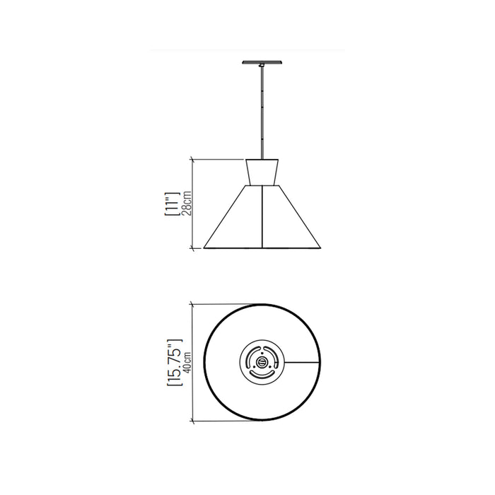 Conical Pendant Light - line drawing.