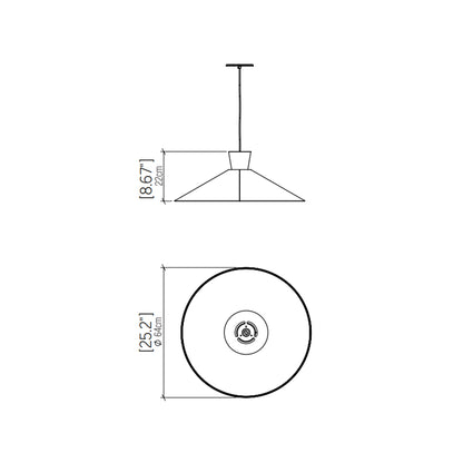 Conical Pendant Light - line drawing.