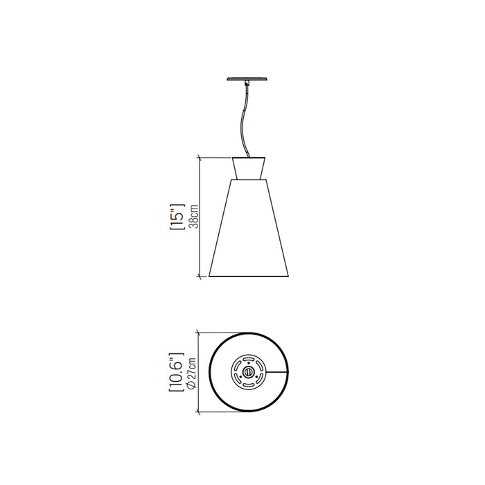 Conical 1473 Pendant Light - line drawing.