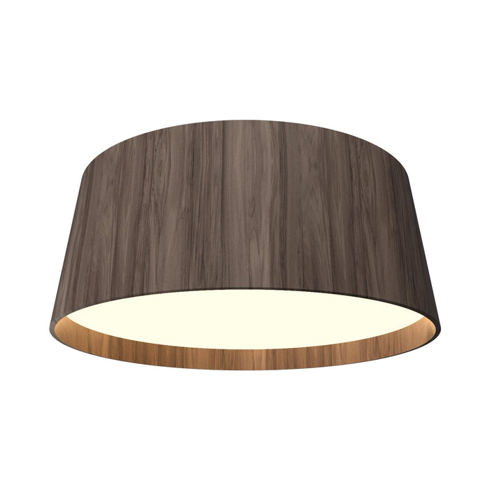 Conical LED Flush Mount Ceiling Light in American Walnut.