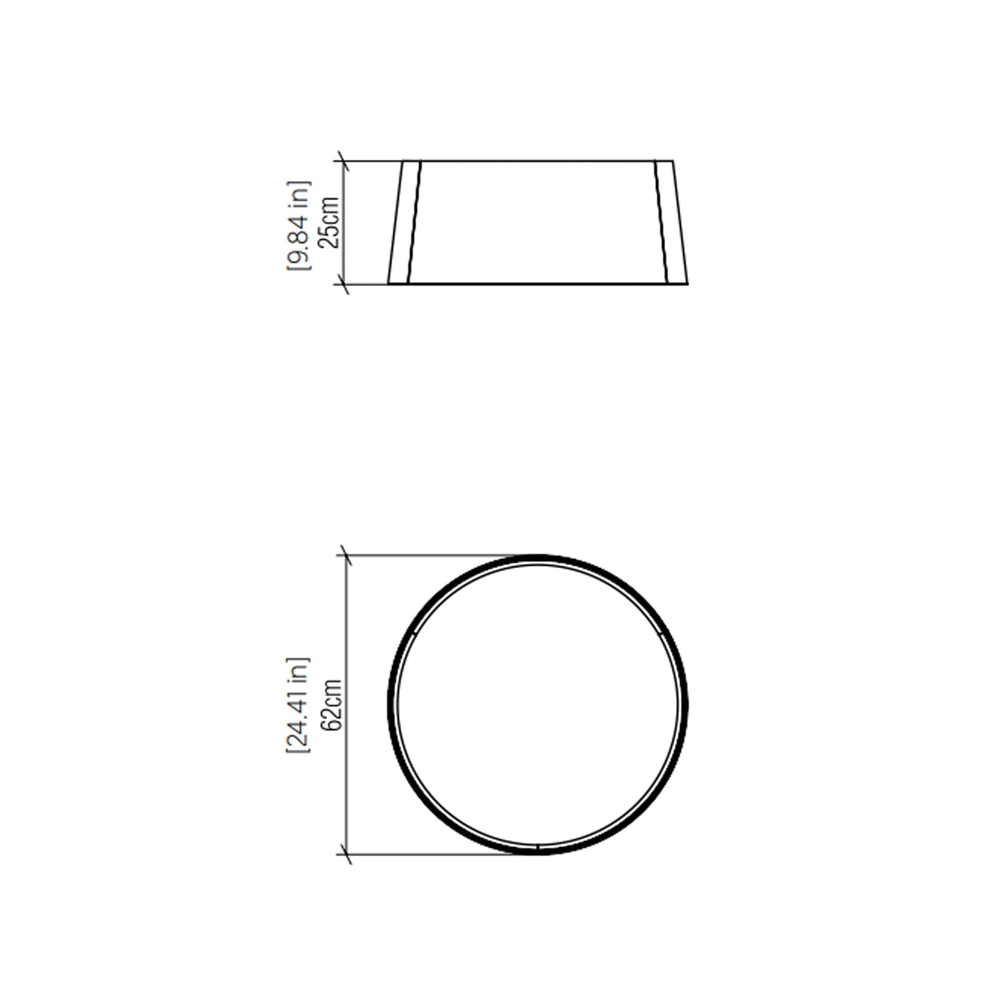 Conical LED Flush Mount Ceiling Light - line drawing.
