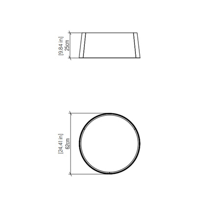 Conical LED Flush Mount Ceiling Light - line drawing.