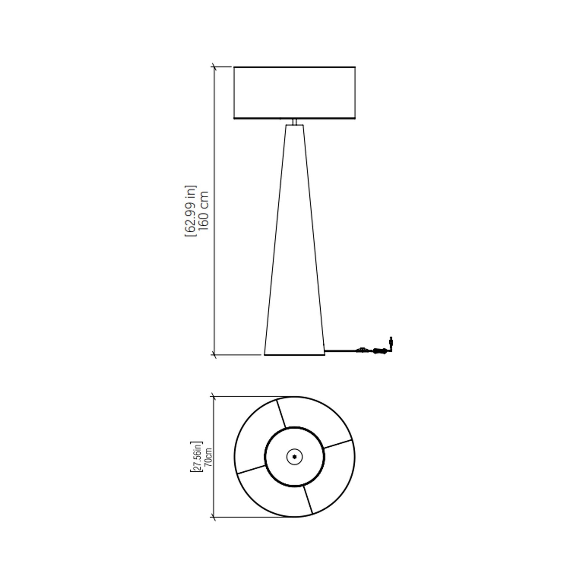 Conical Floor Lamp - line drawing.