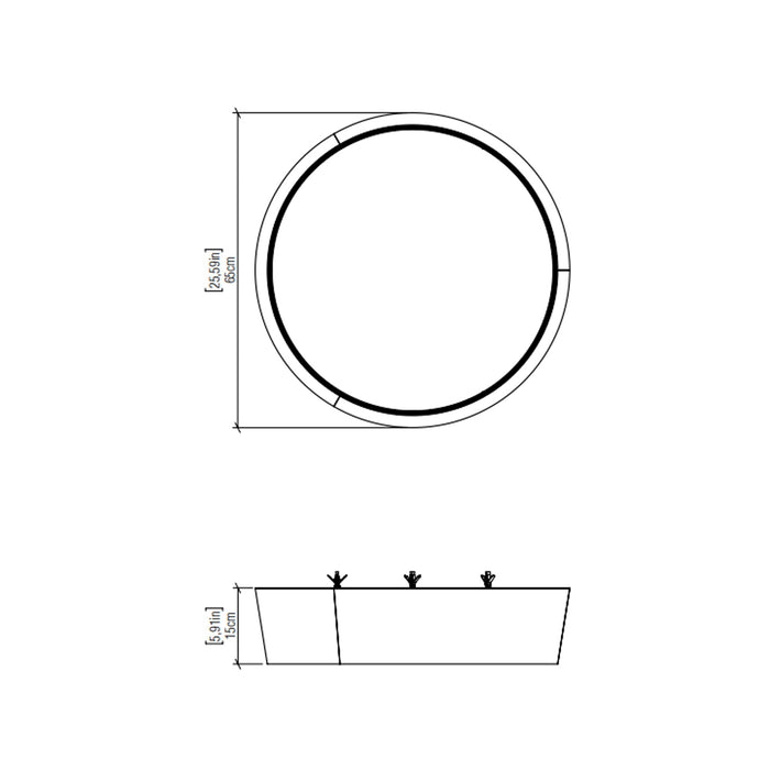 Conical LED Flared Flush Mount Ceiling Light - line drawing.