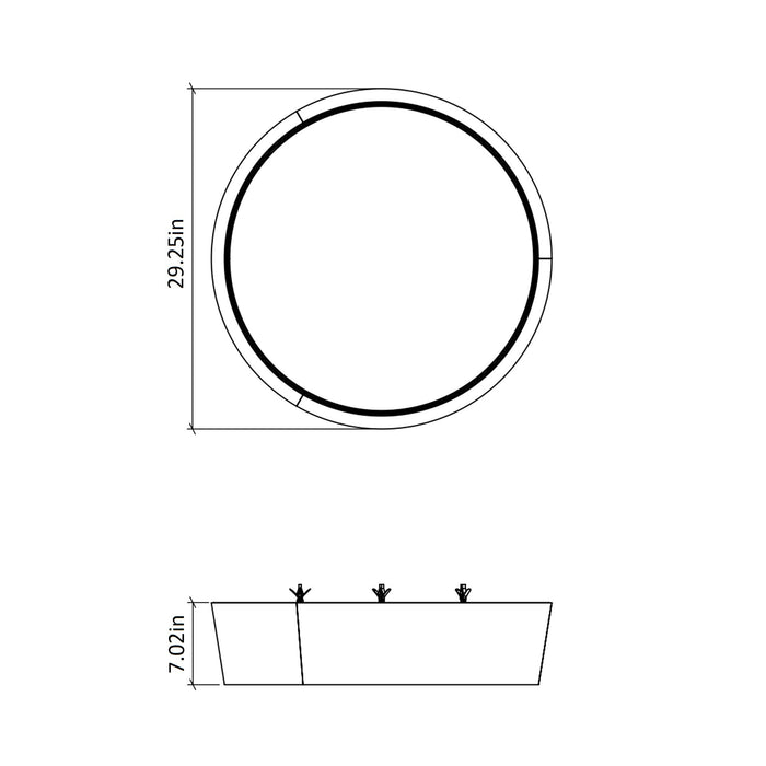 Conical LED Flush Mount Ceiling Light - line drawing.