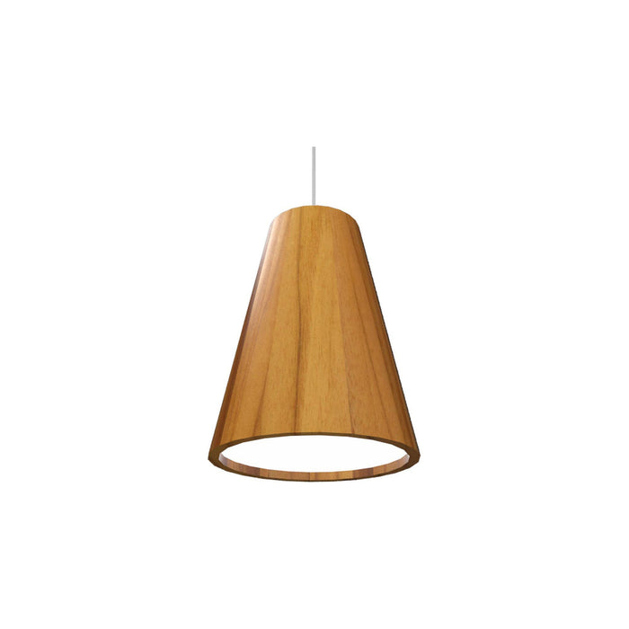 Conical Narrow Pendant Light in Teak (Small).