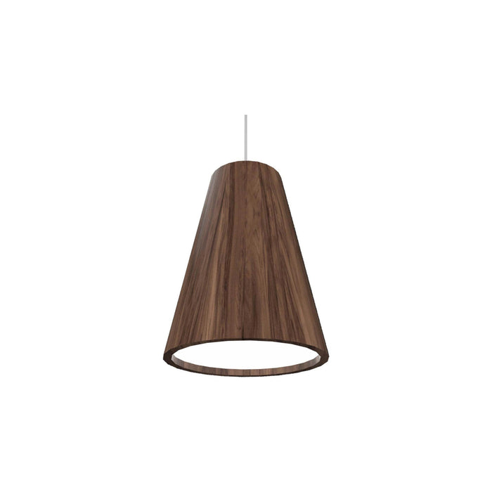 Conical Narrow Pendant Light in American Walnut (Small).