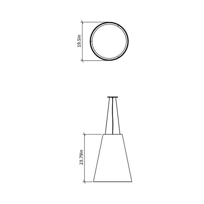Conical Narrow Pendant Light - line drawing.