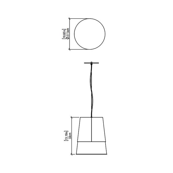 Conical Pendant Light - line drawing.
