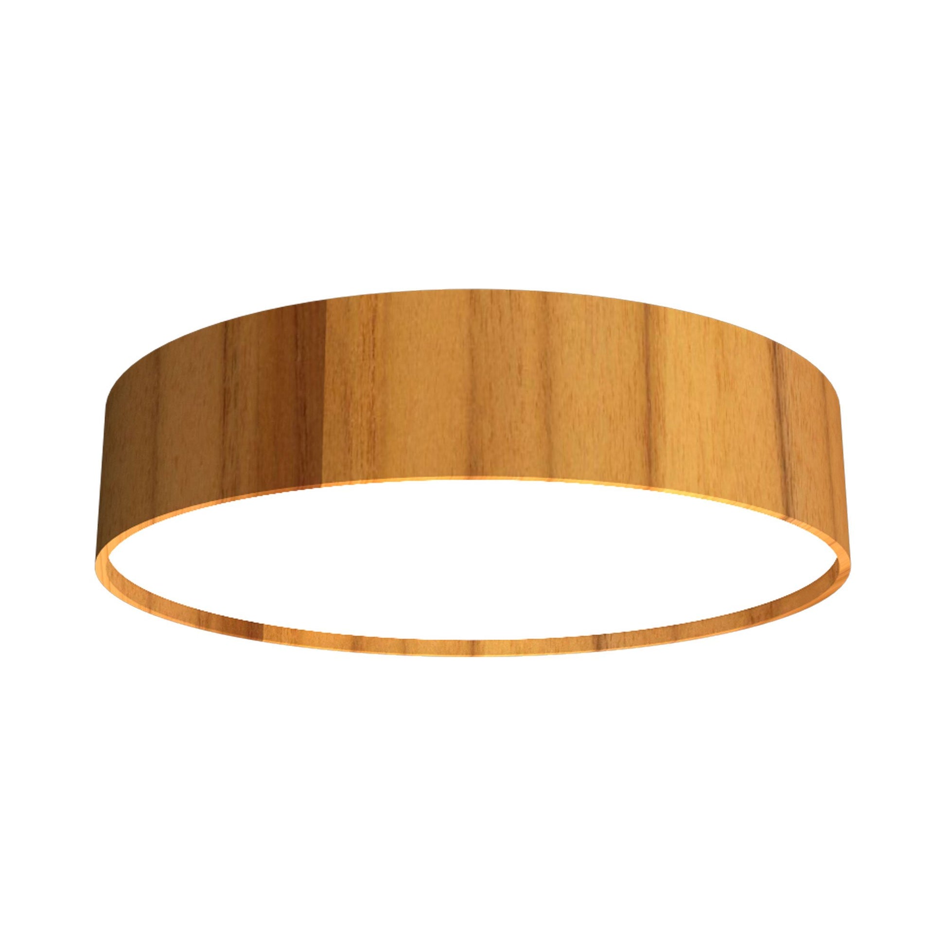 Cylindrical LED Flush Mount Ceiling Light in Teak.