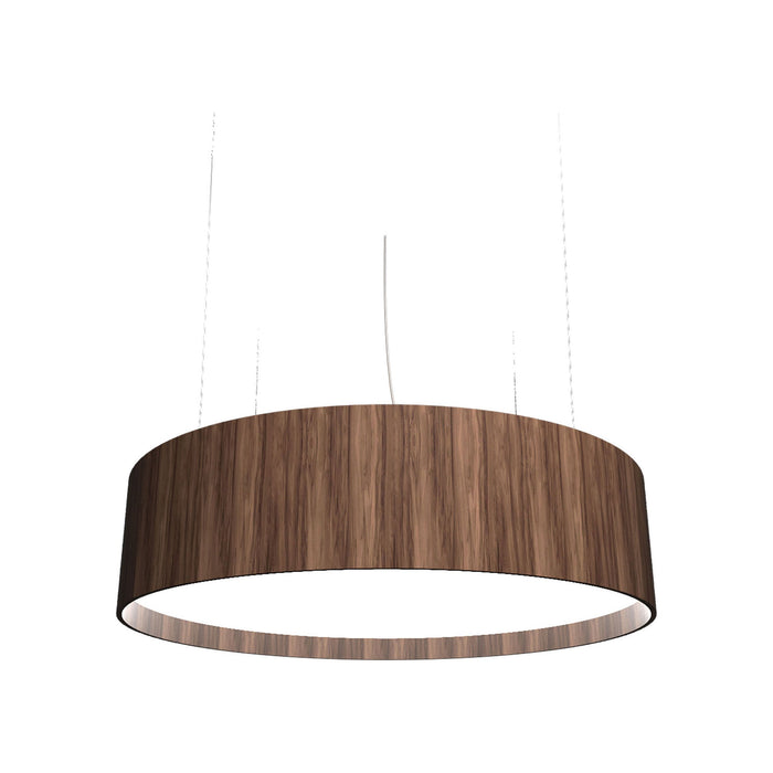 Cylindrical Large LED Pendant Light in American Walnut.