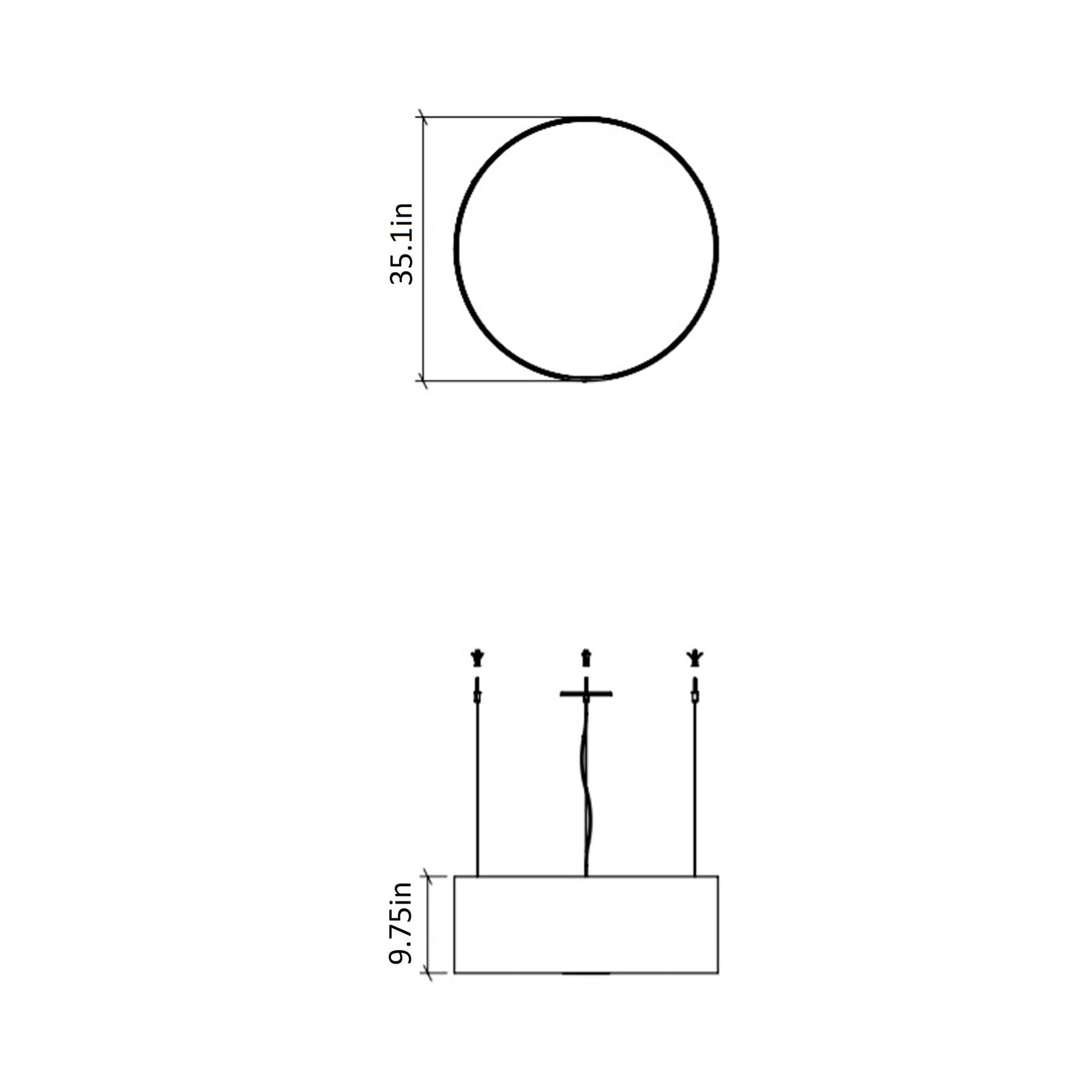 Cylindrical Large LED Pendant Light - line drawing.