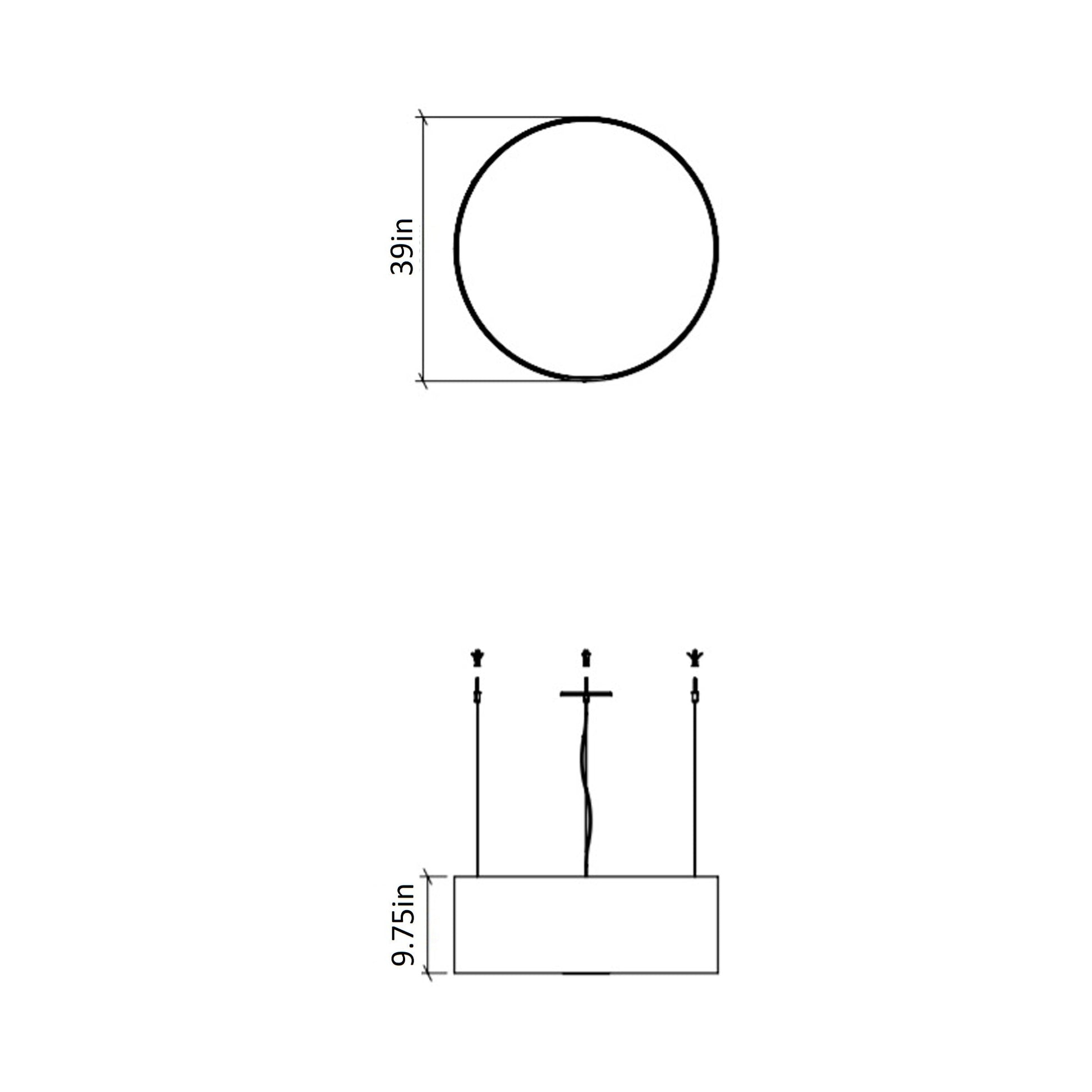 Cylindrical Large LED Pendant Light - line drawing.