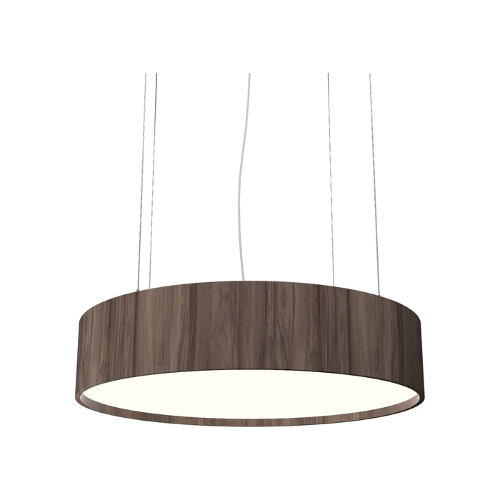 Cylindrical Small LED Pendant Light in American Walnut.