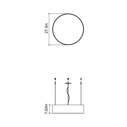 Cylindrical Small LED Pendant Light - line drawing.