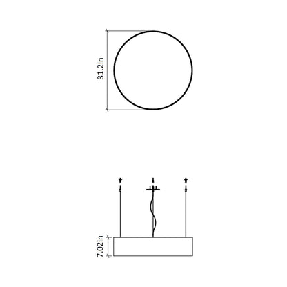 Cylindrical Small LED Pendant Light - line drawing.