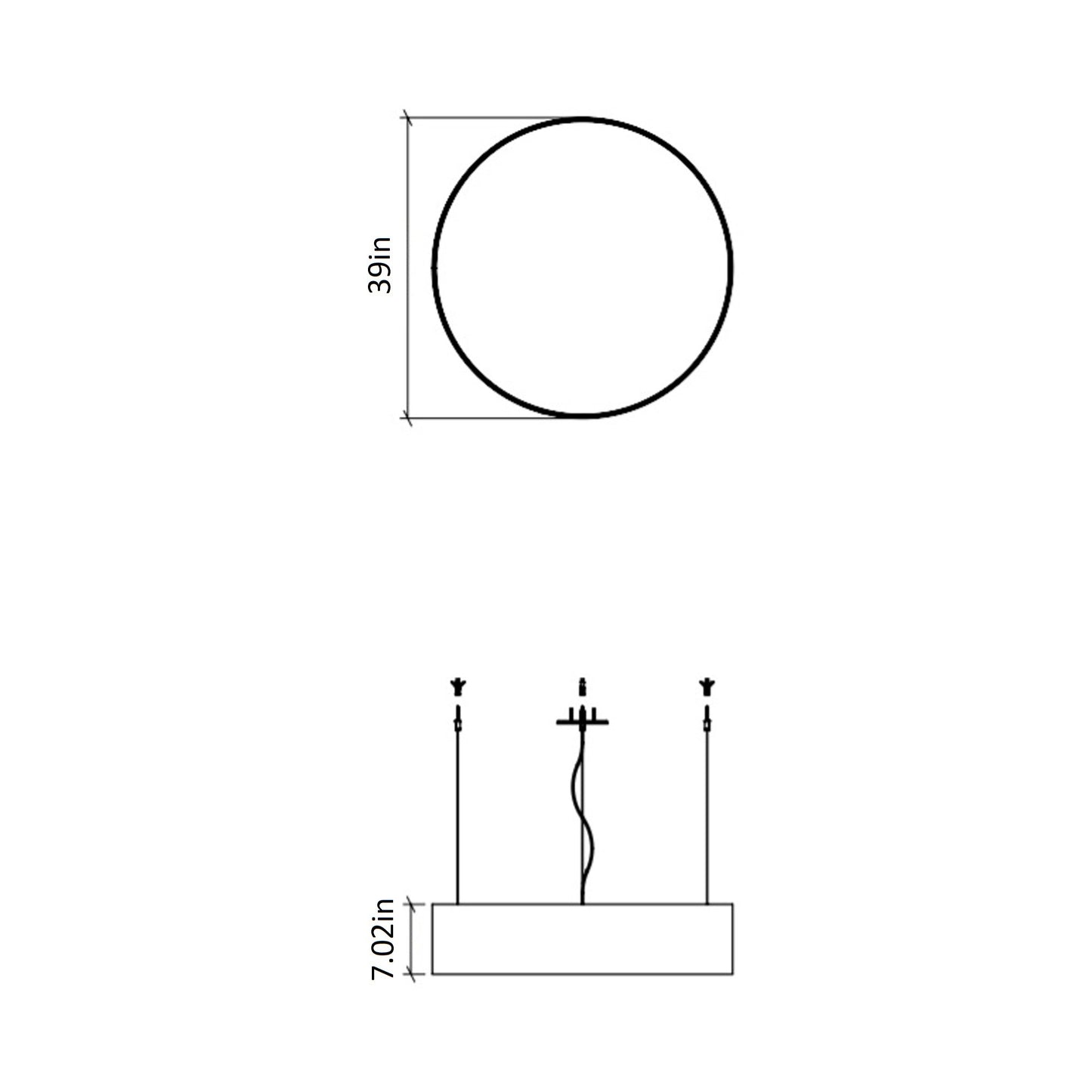 Cylindrical Small LED Pendant Light - line drawing.